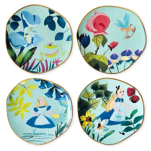 Disney Alice in Wonderland 4 Piece Plate Set by Mary Blair
